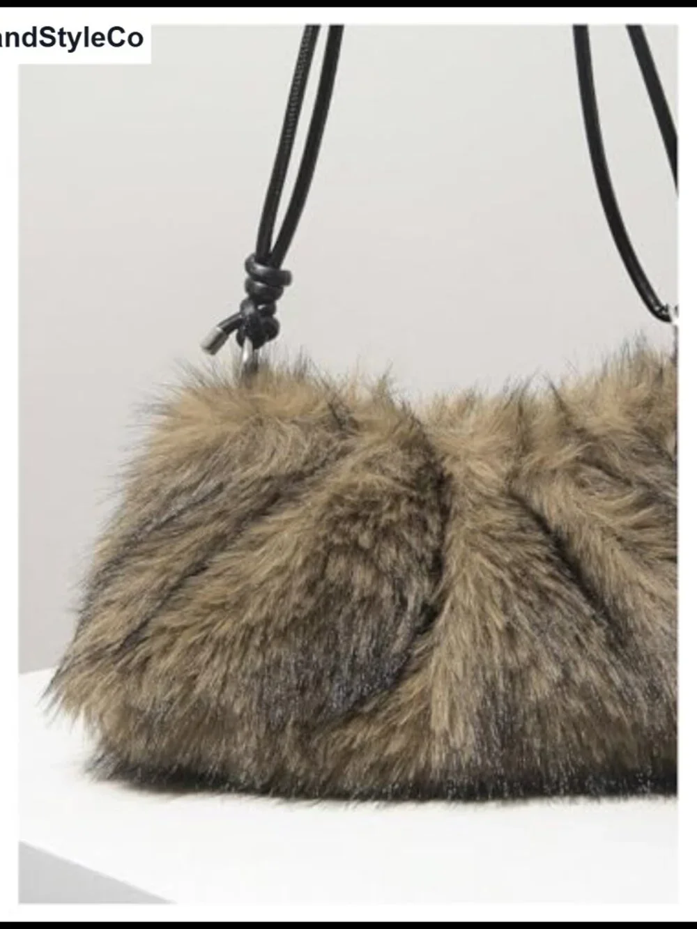 Faux Fur Shoulder Bag Fuzzy Knotted Underarm Hobo Tote Handbag